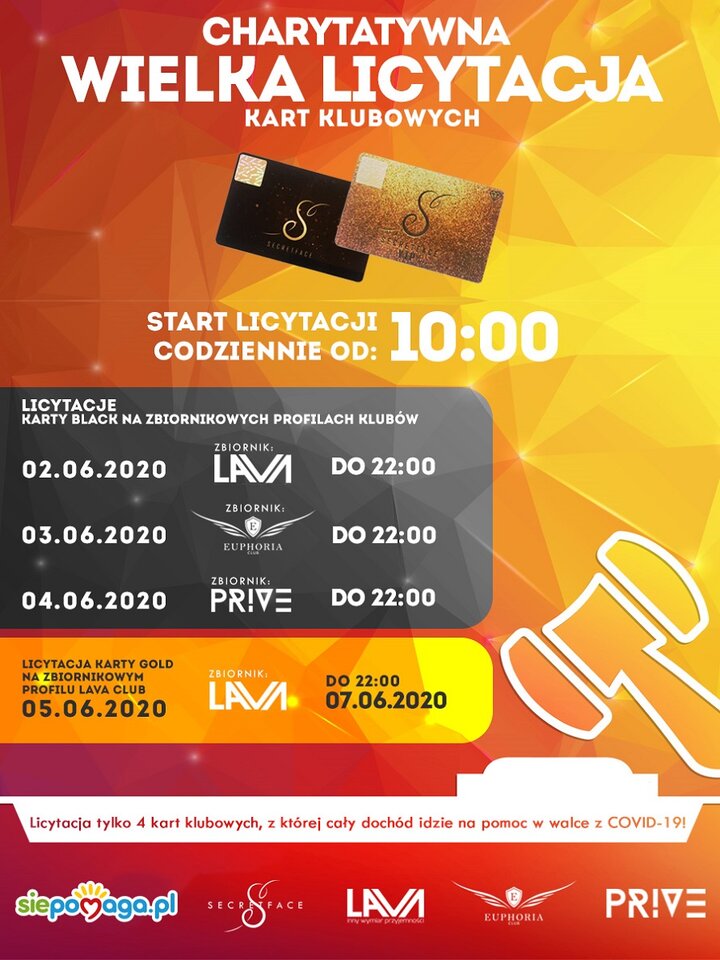 Charytatywna Wielka Licytacja Kart Klubowych ! - LavaClub