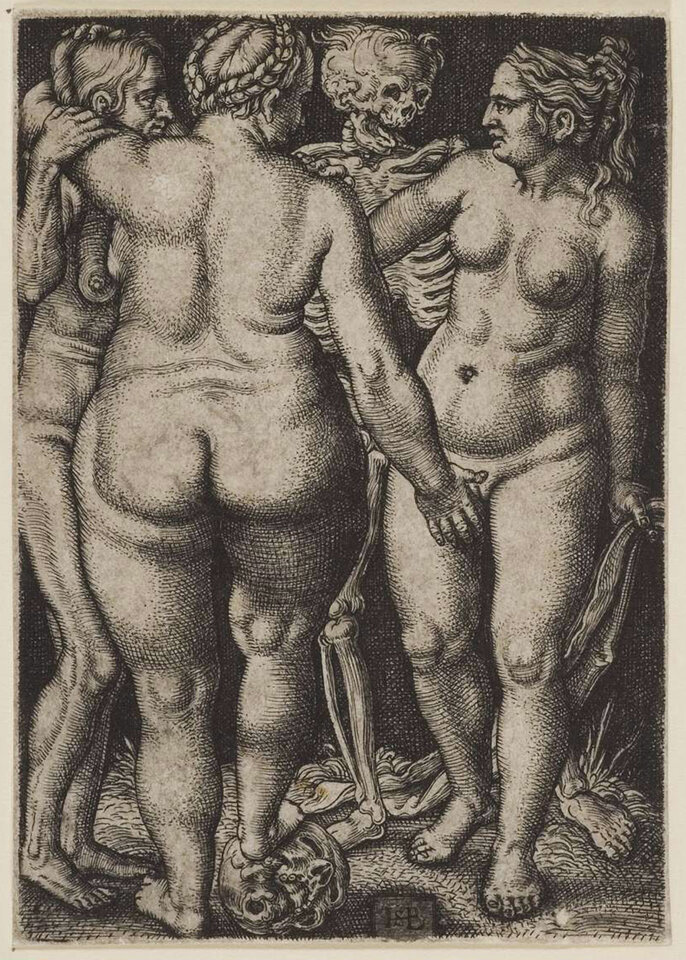 Hans-Sebald-Beham-Engraving-Death-and-Three-Nude-Women-circa-152 - kwas123