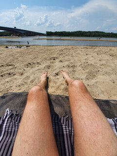 plażowanie na Wale Miedzeszyńskim